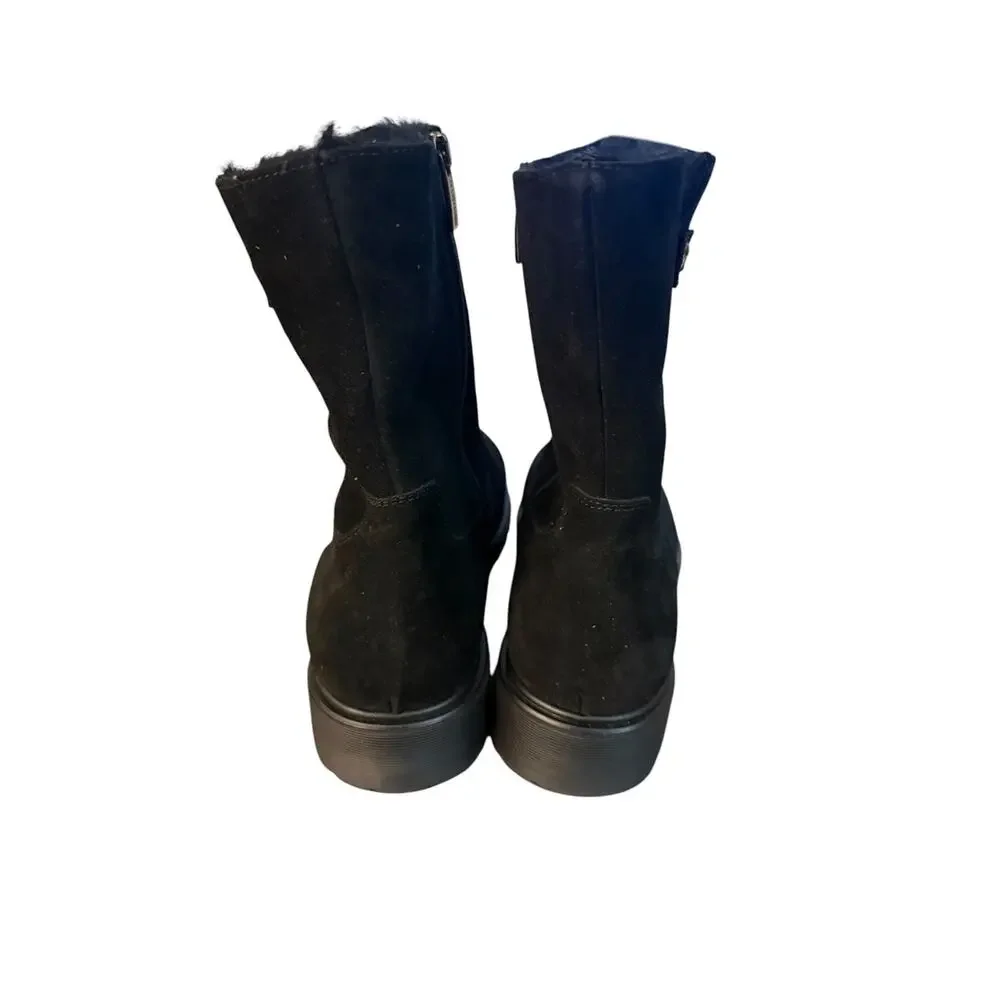 <<La Canadienne Hogan City Dry Waterproof Shearling Lined Black Suede Boot 9.5